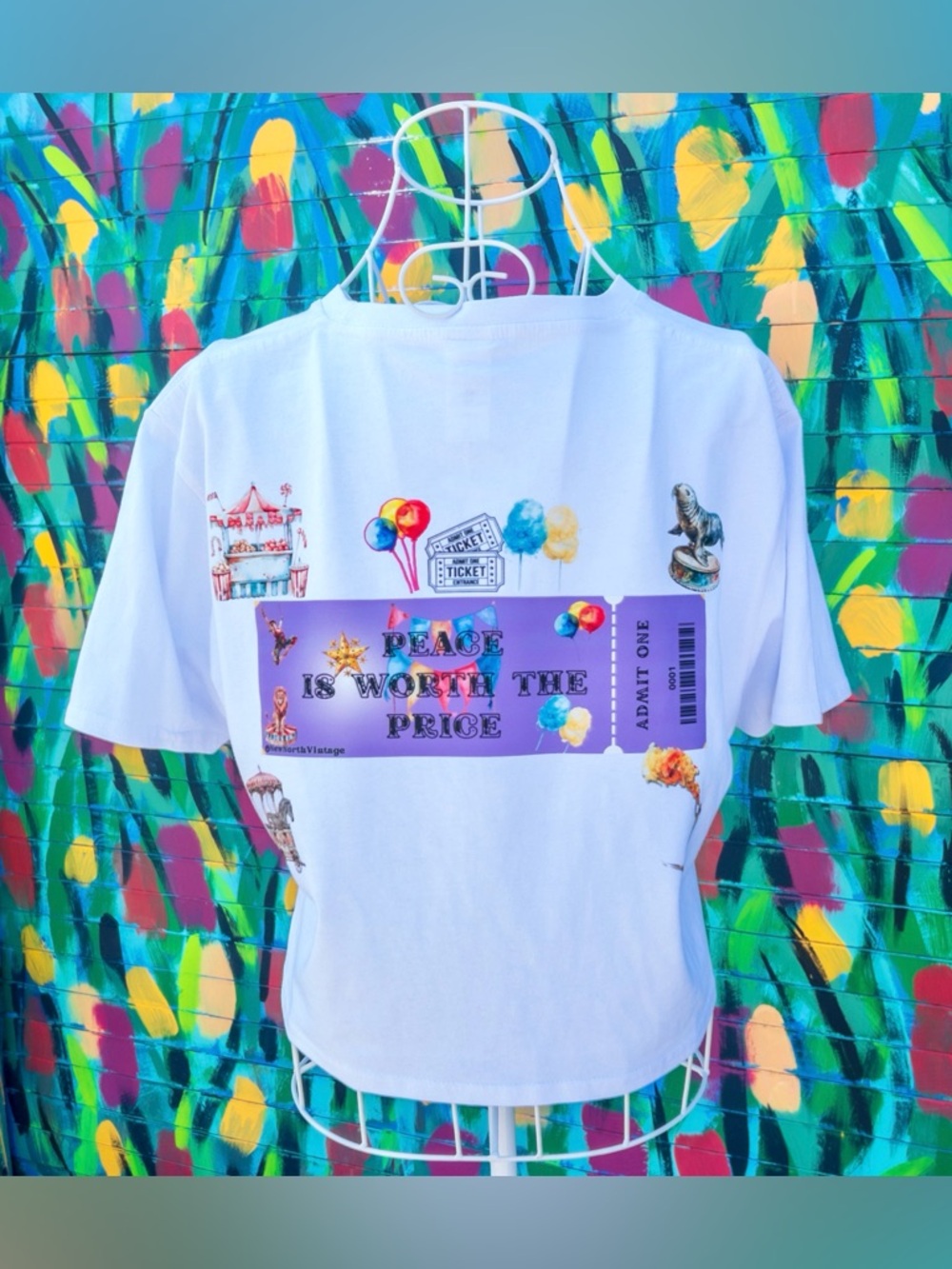 PEACE Is WORTH The PRICE Crop T Shirt size Medium - White & Gold